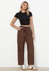 Brown Women's Relaxed Fit Drawstring Regular Full Length Hiking Casual Baggy Pant