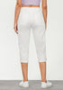 Ivory White Women Waist High Waist Slight Stretch Capri Elastic Wais