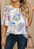 Paisley - Multicolor Women's Casual Floral Print Short Sleeve Flowy Babydoll Tops