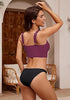 Plum Bikini Tops for Women's Midkini Padded Ruffle V-Neck Swimwear Tankini Top