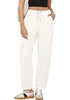 Cream White Women's Relaxed Fit Drawstring Regular Full Length Hiking Casual Baggy Pant