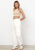 Cream White Women's Relaxed Fit Drawstring Regular Full Length Hiking Casual Baggy Pant