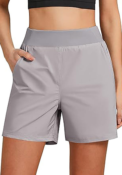 Frost Gray Women's Athletic Dri-Fit Gym Elastic Waist Relaxed Fit Running Shorts