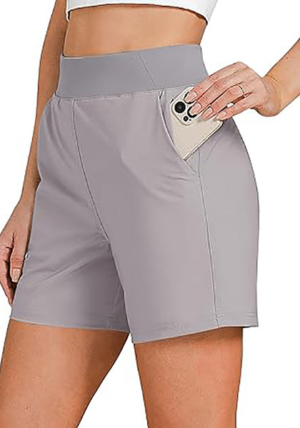 Frost Gray Women's Athletic Dri-Fit Gym Elastic Waist Relaxed Fit Running Shorts