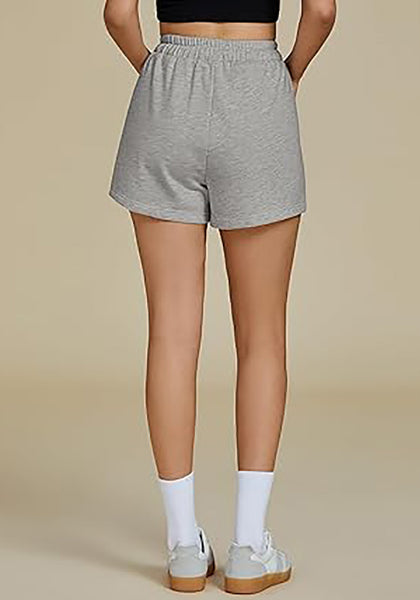 Heather Gray For Women's Athletic Drawstring Gym Jogger Relaxed Fit Shorts
