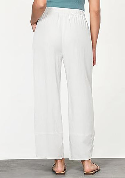 Cream White Women's Wide Leg Drawstring Harem Loose Permeable Palazzo Pant