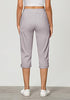 Light Gray Women Waist High Waist Slight Stretch Capri Elastic Wais