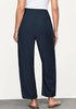 Dark Blue Women's Casual High Waisted Lightweight Lounge Barrel Cropped Pants Soft Smocked Comfort Wear