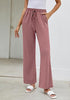 Dusty Rose Women's Casual Elastic Waist Full Length Relaxed Fit Stretch Wide Leg Pants Side Pocket