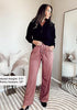 Dusty Rose Women's Casual Elastic Waist Full Length Relaxed Fit Stretch Wide Leg Pants Side Pocket