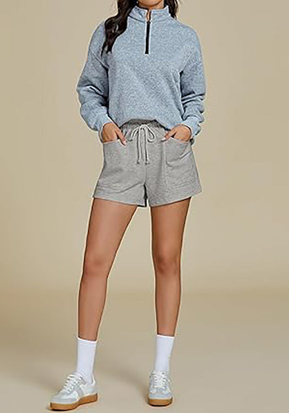 Heather Gray For Women's Athletic Drawstring Gym Jogger Relaxed Fit Shorts