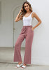 Dusty Rose Women's Casual Elastic Waist Full Length Relaxed Fit Stretch Wide Leg Pants Side Pocket