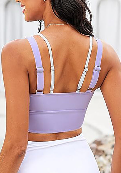 Lavender Women's Modest Padded Adjustable Swimwear Bikini Tops
