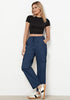 Dark Blue Women's Relaxed Fit Drawstring Regular Full Length Hiking Casual Baggy Pant