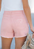 Candy Pink Women's High Waisted Denim Distressed Jeans Shorts Frayed Raw Hem Ripped Shorts