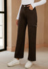 Dark Brown Women's Cargo Denim Relaxed Fit Y2K Wide Leg Pants