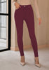 Wine Red Women's Classic Skinny High Waist Stretch Pants Trouser