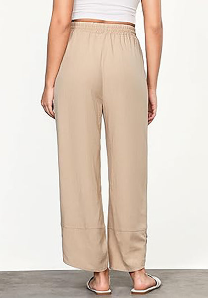 Almond Women's Wide Leg Drawstring Harem Loose Permeable Palazzo Pant