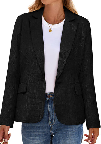 Black Women's Professional Long Sleeve Blazer Office Business Casual Blazer Jacket