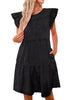 Foxy Gray Women's Mini Denim Babydoll Sleeveless Ruffle Sleeve Pleated Dress