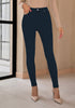 Navy Blue Women's Classic Skinny High Waist Stretch Pants Trouser