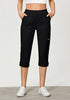 Black Women Waist High Waist Slight Stretch Capri Elastic Wais