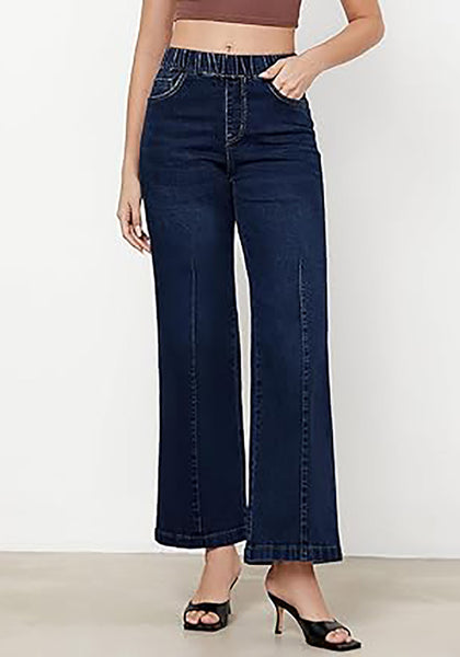 Rinse Blue Women's Stretchy Pull On Jeans High Waisted Denim Pants
