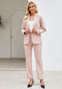 Peach Blush Women's Blazer Set Business Casual Full Fit Blazer Jackets and Straight Pant Suits with Pockets