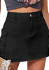 Washed Black Women's High Waist Cargo Pocket Skirt Y2K Short