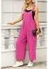Hot Pink Women's Vintage Summer Outfits Loose Wide Leg Overalls