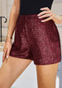 Wine Red Women's High Waisted Stretchy Glitter Sparkly Short Party Outfits