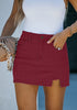 Rumba Red Women's Brief Denim High Waisted Skirt Split Hem Stretch