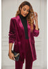Wine Red Women's Oversized Velvet Blazers Business Casual Suit Jacket