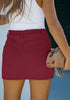 Rumba Red Women's Brief Denim High Waisted Skirt Split Hem Stretch