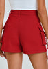 Red Women's High Waisted Cargo Shorts With Pockets Casual Summer Shorts Stretchy Short Pants