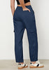 Dark Blue Women's Relaxed Fit Drawstring Regular Full Length Hiking Casual Baggy Pant