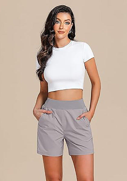 Frost Gray Women's Athletic Dri-Fit Gym Elastic Waist Relaxed Fit Running Shorts