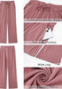 Dusty Rose Women's Casual Elastic Waist Full Length Relaxed Fit Stretch Wide Leg Pants Side Pocket