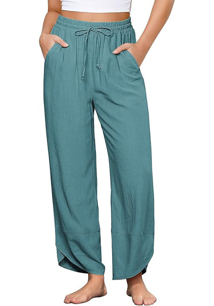 Lake Women's Wide Leg Drawstring Harem Loose Permeable Palazzo Pant