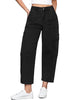 True Black Women's Jeans Denim Relaxed Straight Ankle Length Barrel Cargo Pant