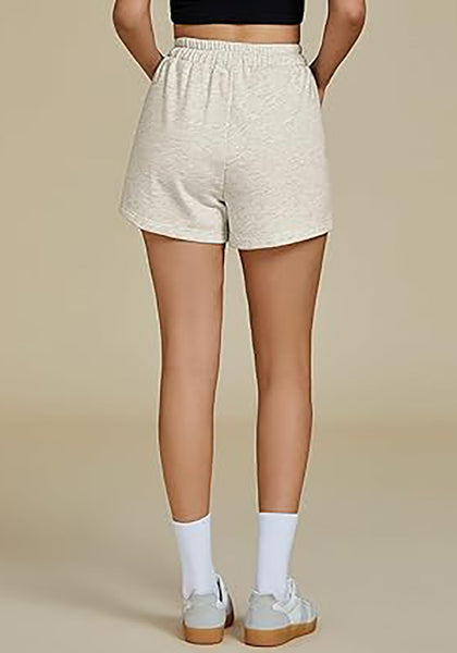 Light Heather Grey For Women's Athletic Drawstring Gym Jogger Relaxed Fit Shorts