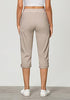 Light Taupe Women Waist High Waist Slight Stretch Capri Elastic Wais