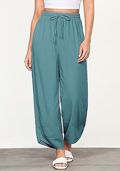 Lake Women's Wide Leg Drawstring Harem Loose Permeable Palazzo Pant