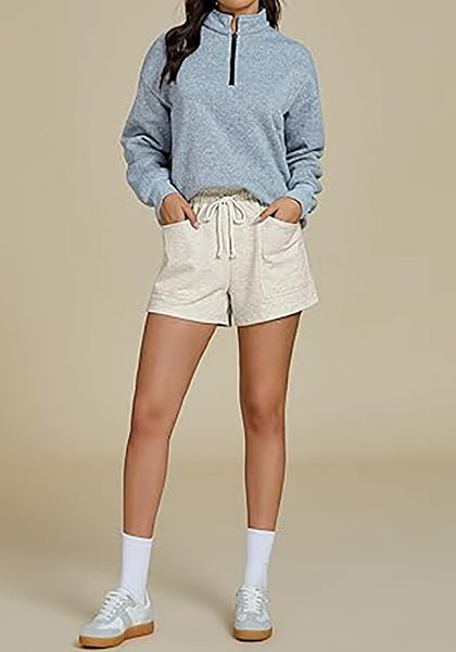 Light Heather Grey For Women's Athletic Drawstring Gym Jogger Relaxed Fit Shorts
