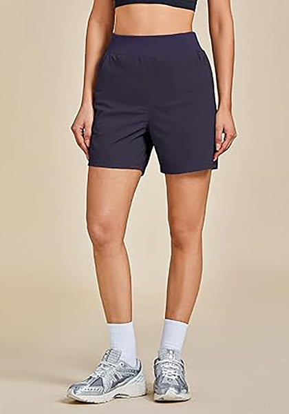 Navy Blue Women's Athletic Dri-Fit Gym Elastic Waist Relaxed Fit Running Shorts