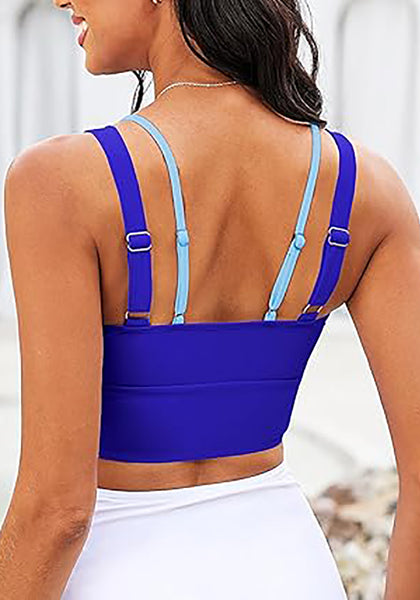 Royal Blue Women's Modest Padded Adjustable Swimwear Bikini Tops