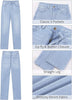 Lakeside Blue High Waist Denim Pants Straight Leg Comfort Stretch Jeans Full Length Jeans with Pockets Casual