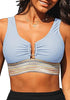 Sky Blue Women's Scoop Neck Padded Tankini Crop Swimwear Bikini Tops
