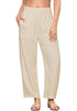 Light Beige Women's Casual High Waisted Lightweight Lounge Barrel Cropped Pants Soft Smocked Comfort Wear