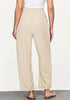 Light Beige Women's Casual High Waisted Lightweight Lounge Barrel Cropped Pants Soft Smocked Comfort Wear